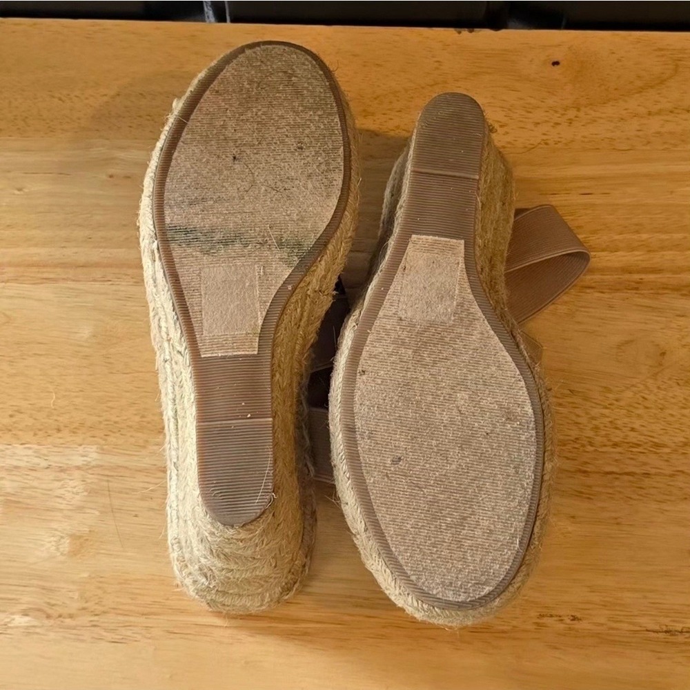 Size 7.5 Vintage 7 Eight Peep Toe Wedge Heel Animal Print Ankle Strap No Box - Picture 6 of 6